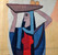 47x32" Handwoven Egyptian Wool Tapestry, Woman Carrying Bread Wall Hanging, Signed Original Folk Art
