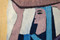47x32" Handwoven Egyptian Wool Tapestry, Woman Carrying Bread Wall Hanging, Signed Original Folk Art