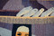 47x39" Fisherwoman Woven Wall Art, Signed Handwoven Egyptian Wool Tapestry, Modern Figurative Piece