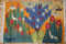 Blue Tree Woven Wall Hanging Art, Signed Handwoven Egyptian Wool Tapestry, Birds Folk Original