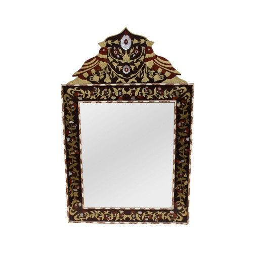 Handcrafted 31" Morocco Wood Mirror Frame, Mother of Pearl Inlaid, Wall Hanging Mirror Frame, Moroccan Furniture, Wall Décor, Wooden Frame