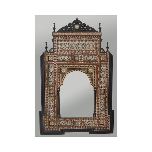 Unique Handmade Moroccan Wood Mirror Frame, Mother of Pearl Inlaid, Wall Hanging Mirror Frame, Moroccan Furniture, Wall Décor, 40" height