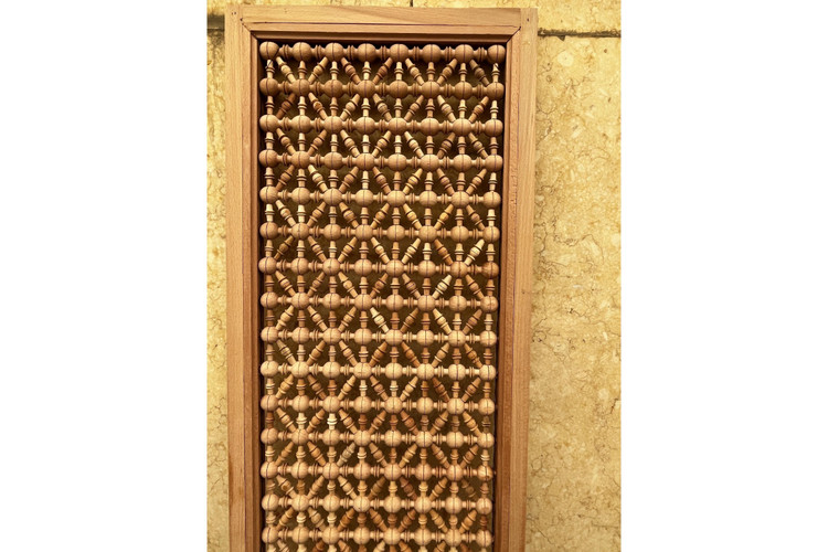 Turned-Spindle Mashrabiya Lattice Panel — Solid Beech, Custom Size
