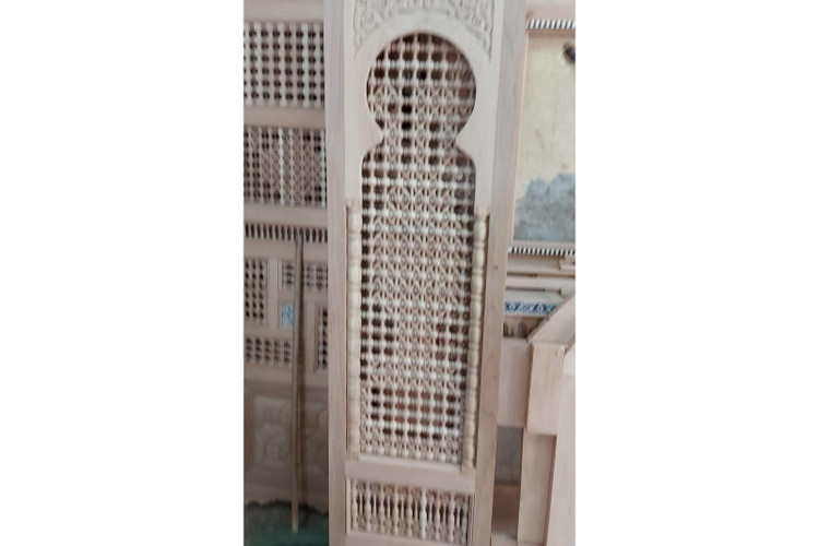 Arched Mashrabiya Lattice Door — Solid Wood, Custom Size