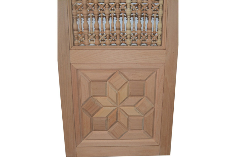 Star marquetry wood door in hand-cut solid wood