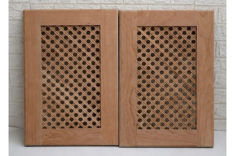 Star lattice cabinet doors in hand-cut solid wood