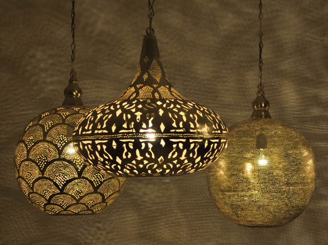 Set of Moroccan Kitchen Pendant Lamps Customizable Lighting