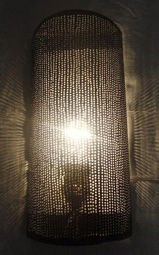 Moroccan black oxidized wall sconce lamp
