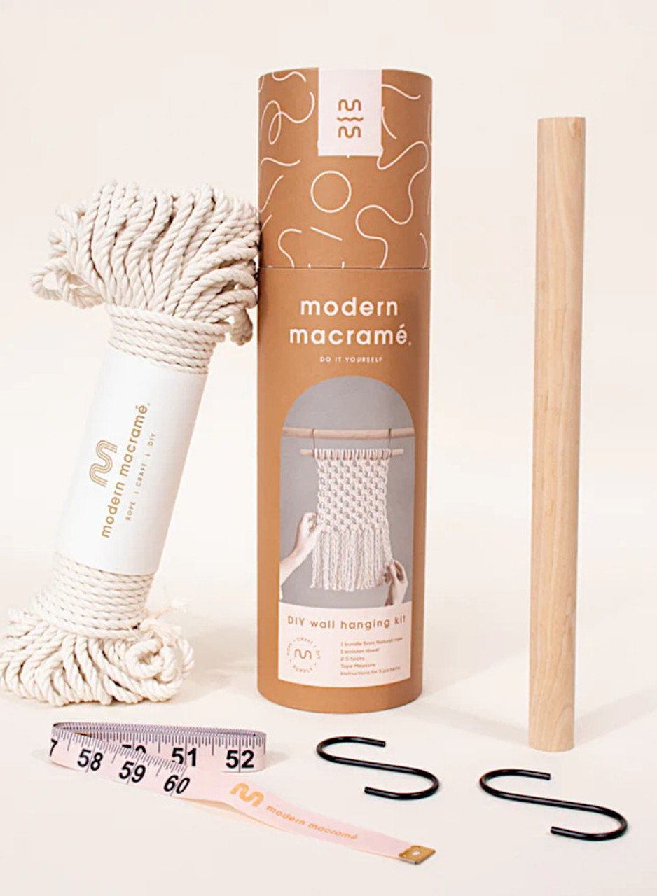 Modern Macramé at Home: Learn to Macramé and Create Handwoven Gifts – Kit  Includes: 50 Yards (45m) of Cotton Macramé Cord, 10 Wooden Beads and Dowel,  Instruction Book (Kit)