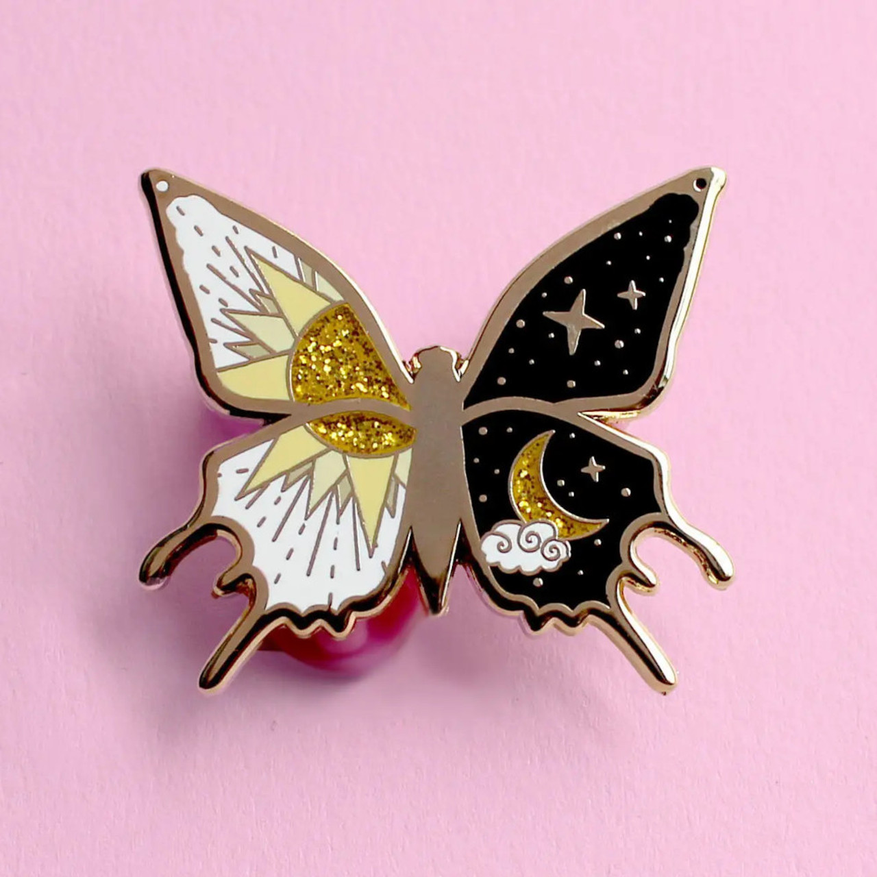 Glitter Punk Enamel Pin Yin and Yang Butterfly - The Websters