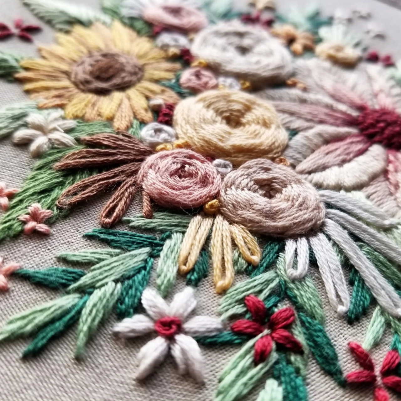Embroidery Kit - Cozy Harvest Flowers
