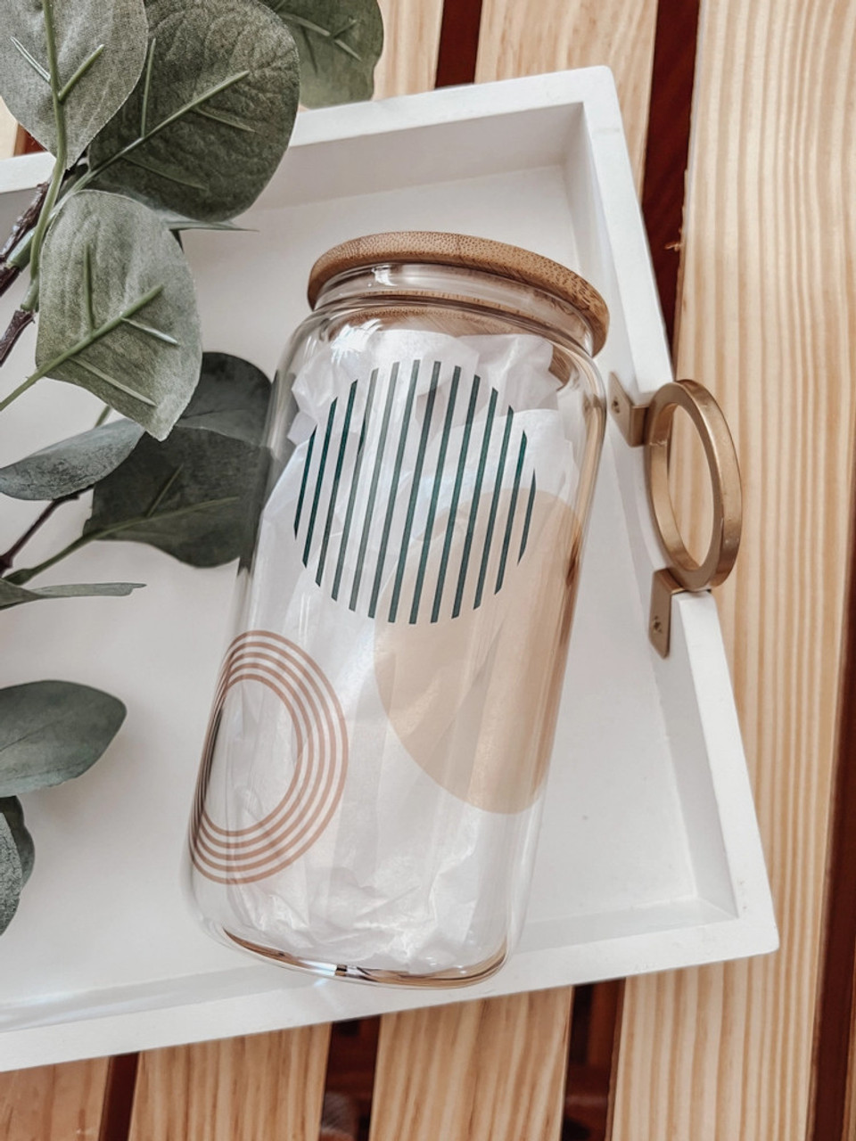 Flower Mason Jar Cup With Handle, Iced Coffee Cup With Lid & Straw