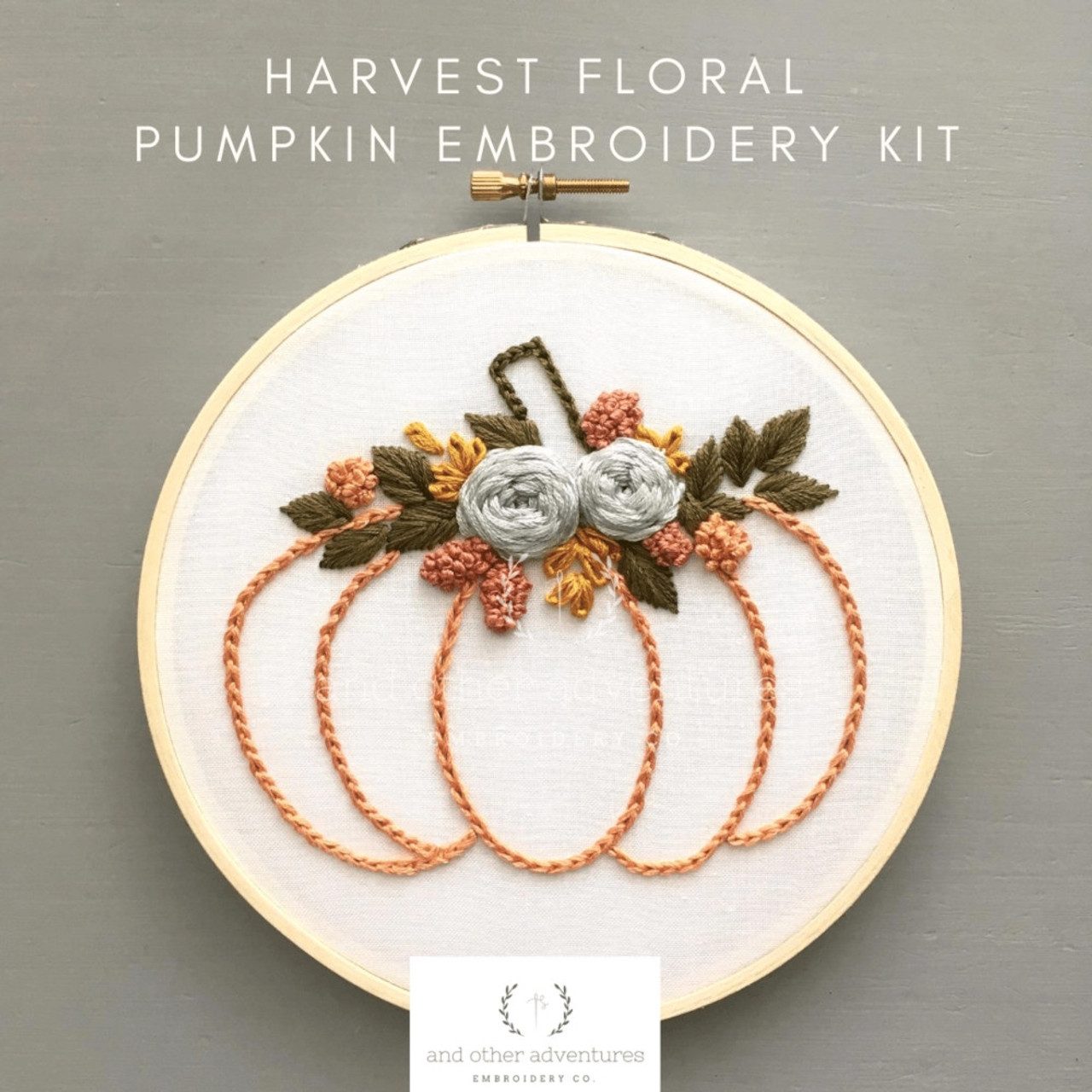 And Other Adventures Embroidery Co Embroidery Kit Harvest Floral Pumpkin  (Beginner) - The Websters