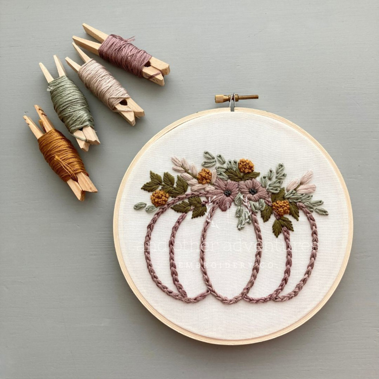 And Other Adventures Embroidery Co Embroidery Kit Smokey Purple Pumpkin ( Beginner) - The Websters