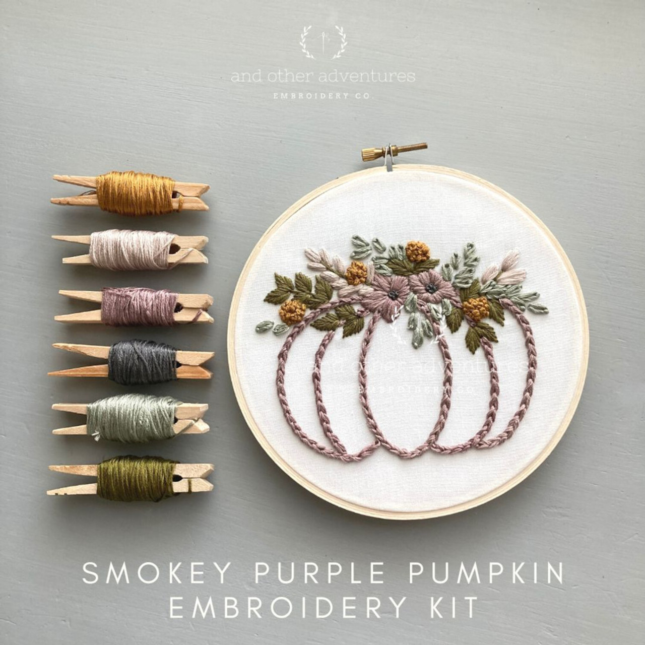 And Other Adventures Embroidery Co Embroidery Kit Smokey Purple Pumpkin  (Beginner)