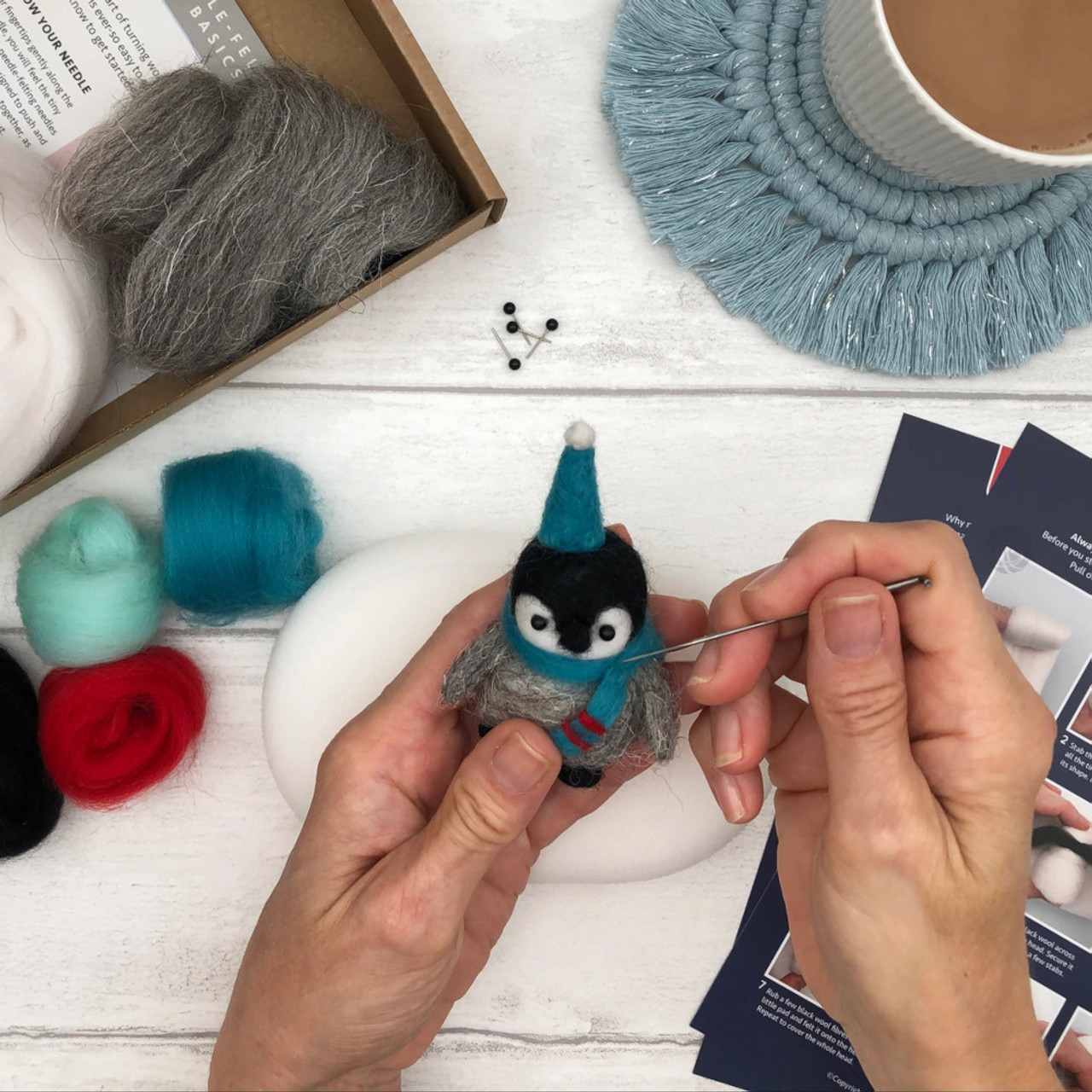 Unfinished Felt Kit Penguin Wool Needle Felt Kit Package DIY