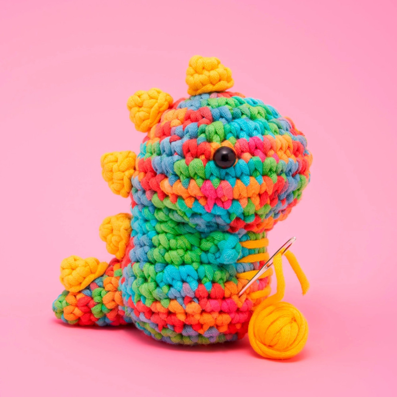 Woobles Beginner Crochet Kit Fred Rainbow Dinosaur - The Websters
