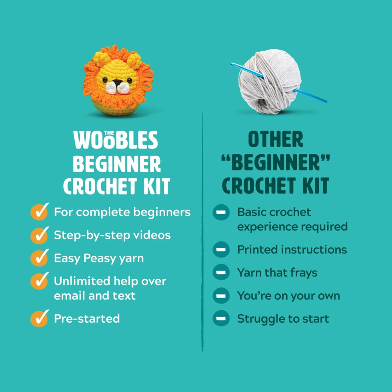 Woobles Beginner Crochet Kit Kiki Chick - The Websters