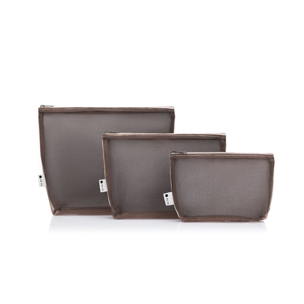 Della Q Mesh + Zip (Set of 3) Linen - The Websters