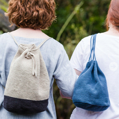 Churchmouse Pattern Oval Crocheted Bucket Bags and Pouches