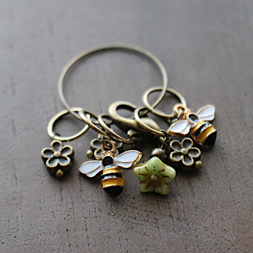 Never Not Knitting Bee and Bloom Stitch Markers