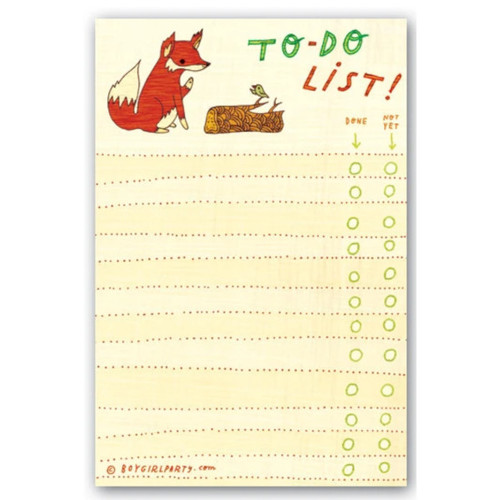 Boy Girl Party Notepad Fox To-do List