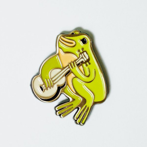 Boy Girl Party Enamel Pin Ukelele Frog