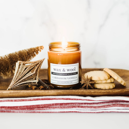 Wax and Wool Pure Soy Wax Candle Cardamom Vanilla
