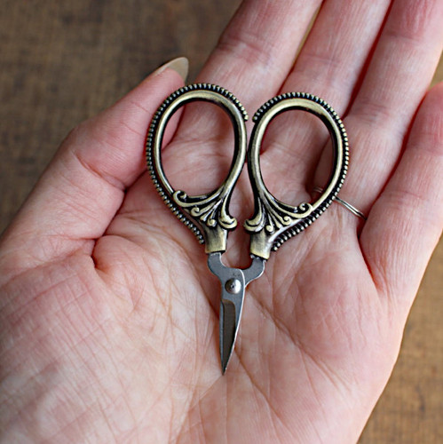 Never Not Knitting Mini Embroidery Scissors Antique Gold