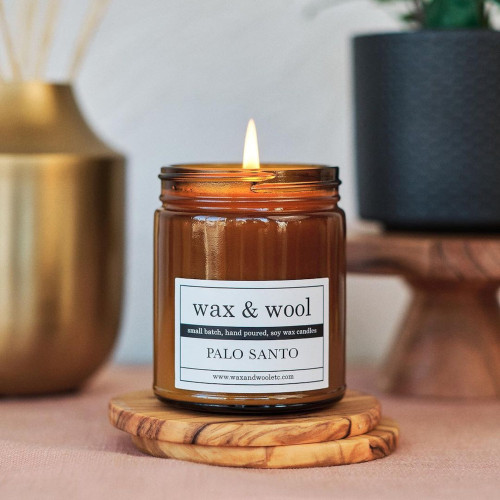 Wax and Wool Pure Soy Wax Candle Palo Santo