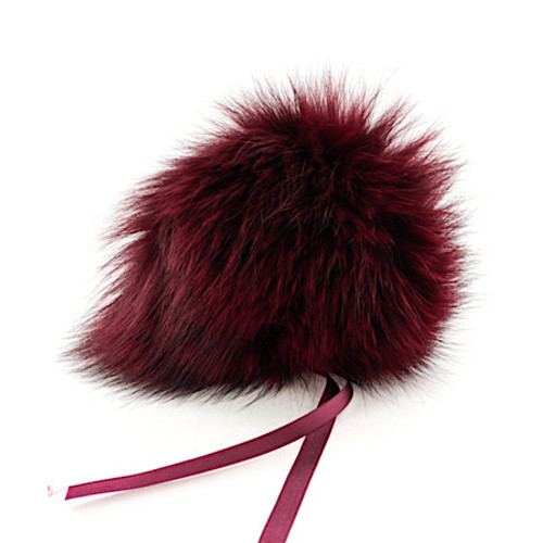 String Yarns Fox Fur Pom Pom Burgundy