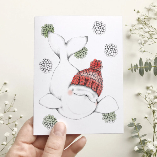 Katrinn Pelletier Greeting Card Knit Hat Beluga