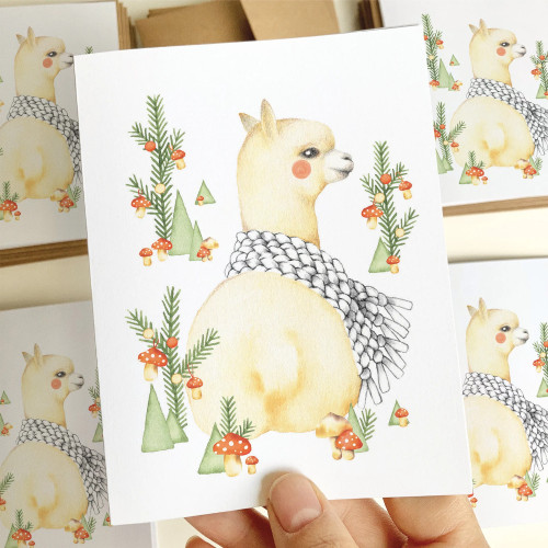 Katrinn Pelletier Greeting Card Christmas Alpaca Bundled