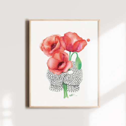 Katrinn Pelletier Art Print Knitting and Poppy