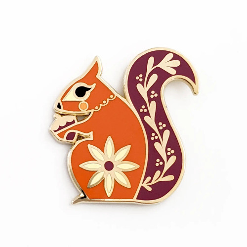 Amber Leaders Designs Enamel Pin Squirrel (Orange)