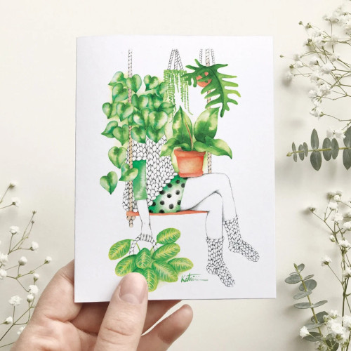 Katrinn Pelletier Greeting Card Woman with Plants