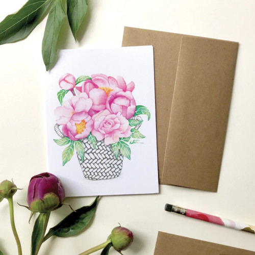 Katrinn Pelletier Greeting Card Peony Basket