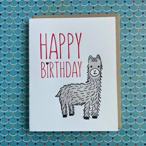 Lucky Bee Press Letterpress Card Happy Birthday Llama
