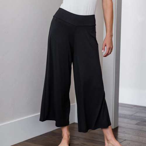 Yala Jaden Wide Leg Cropped Bamboo Pant Black XL