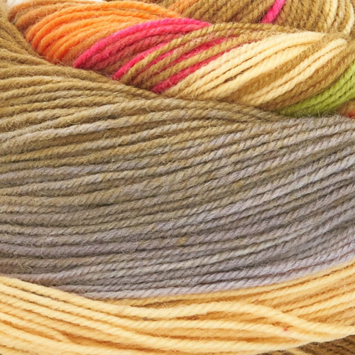 Laines du Nord Infinity Sock Yarn 011 Olive (fuchsia/cream/lime/orange)