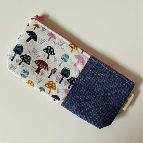 Polka Dot Pines Pencil Pouch Mushroom