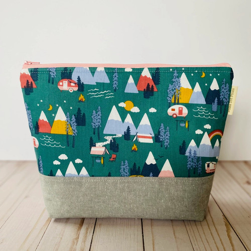 Polka Dot Pines Large Pouch Happy Camper