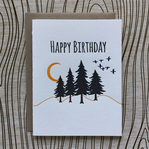 Lucky Bee Press Letterpress Card Happy Birthday Great Outdoors