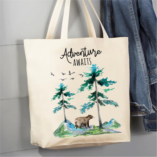 Avery Lane Gifts Tote Adventure Awaits Camping Mountains