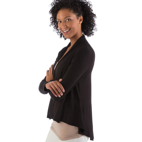 Yala Tatum Hi/Low Bamboo Cardigan Wrap Black S/M