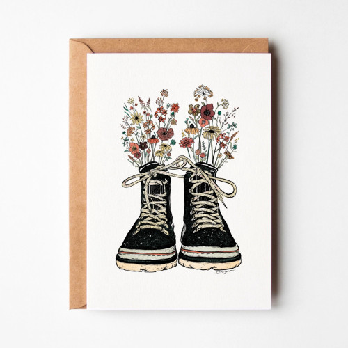 Kaari & Co. Greeting Card Floral Hiking Boots