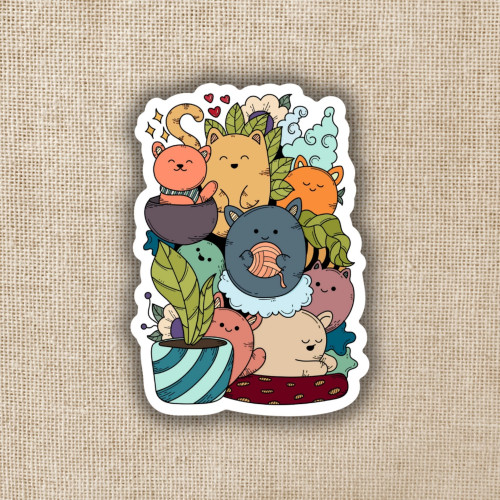 Wildly Enough Sticker Happy Cat Pile