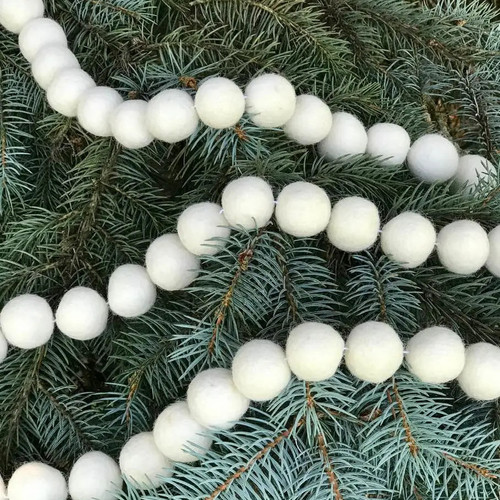 The Winding Road Felt Garland Balls (White)