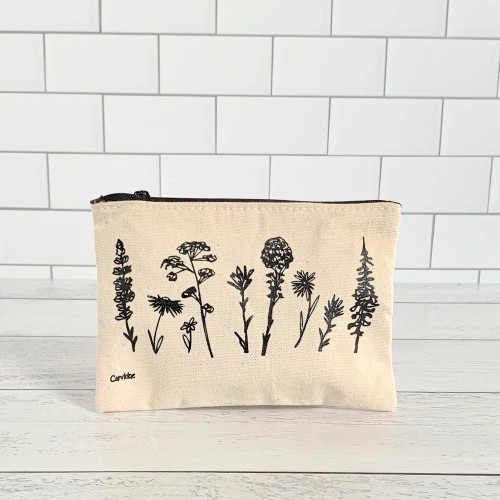 Corvidae Small Zip Pouch Wildflower Sketch