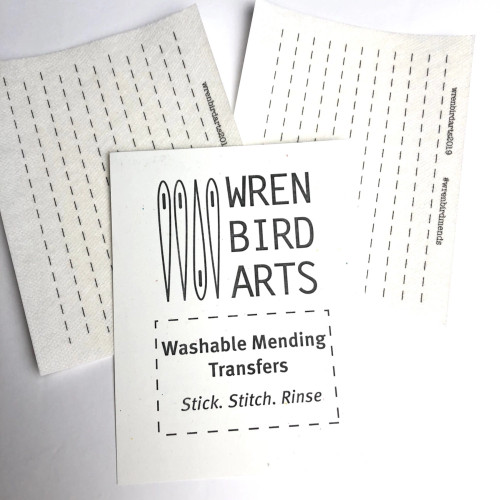 Wrenbirdarts Washable Mending Transfers Sashiko Style Lines (White)